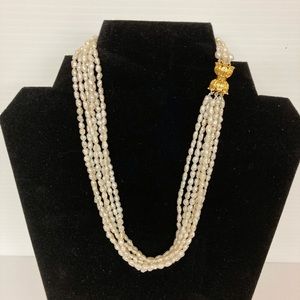 Vintage Six Strand Genuine Freshwater Pearl Necklace
